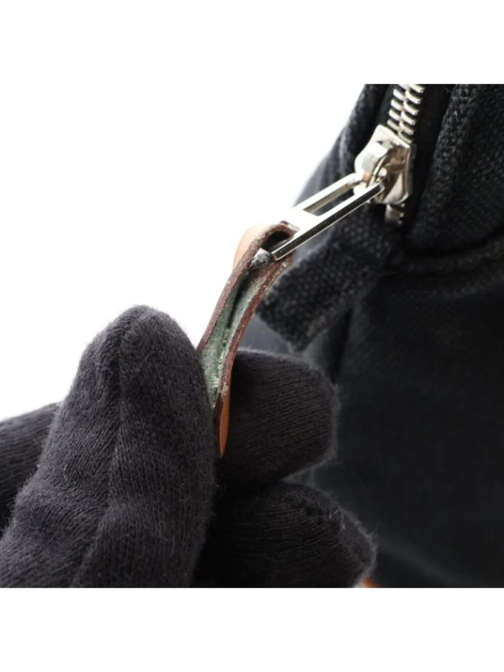 Hermes Pouch Bolide MM Black Canvas Leather